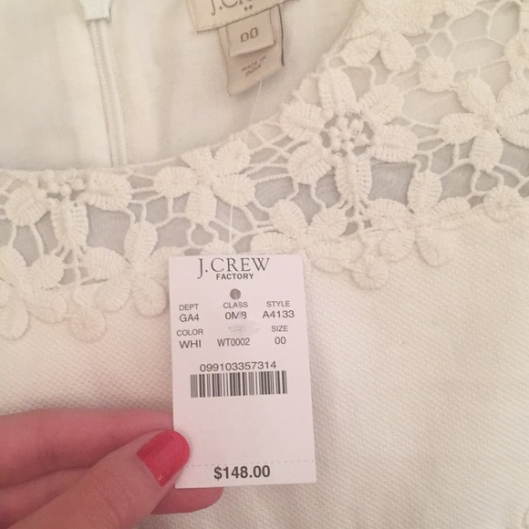 White Lace Stripe Panel Dress JCrew Factory - Picture 7 of 8